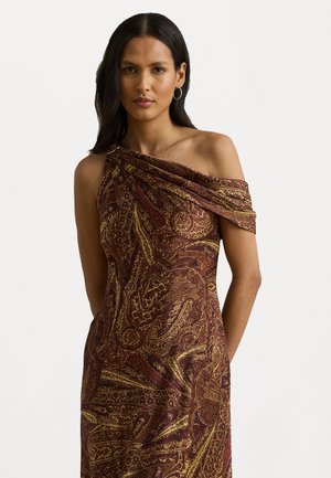 PRINT BUCKLE TRIM OFF THE SHOULDER GOWN - Koktélruha / Partiruha - cinnamon