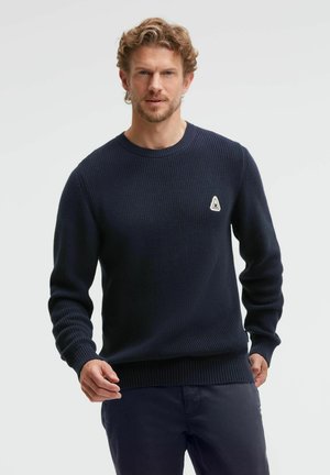Gaastra, GAASTRA PULLOVER RUNDHALS MIT LABEL PATCH - Strickpullover - blue whale