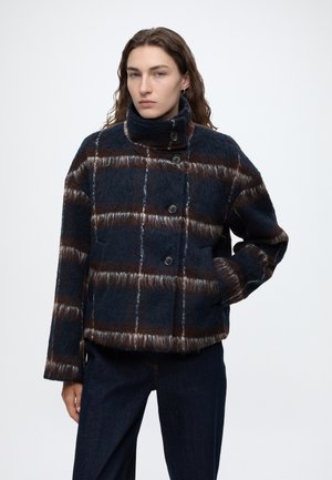 VILA, VIMELON CHECK JACKET - Леко яке - navy blazer/coffee bean/birch