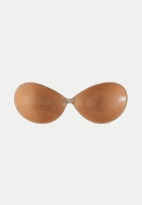 Coppe per reggiseno in plastica marrone modellata a forma di farfalla, dotate di un motivo floreale testurizzato e di una chiusura centrale per un fitting sicuro.