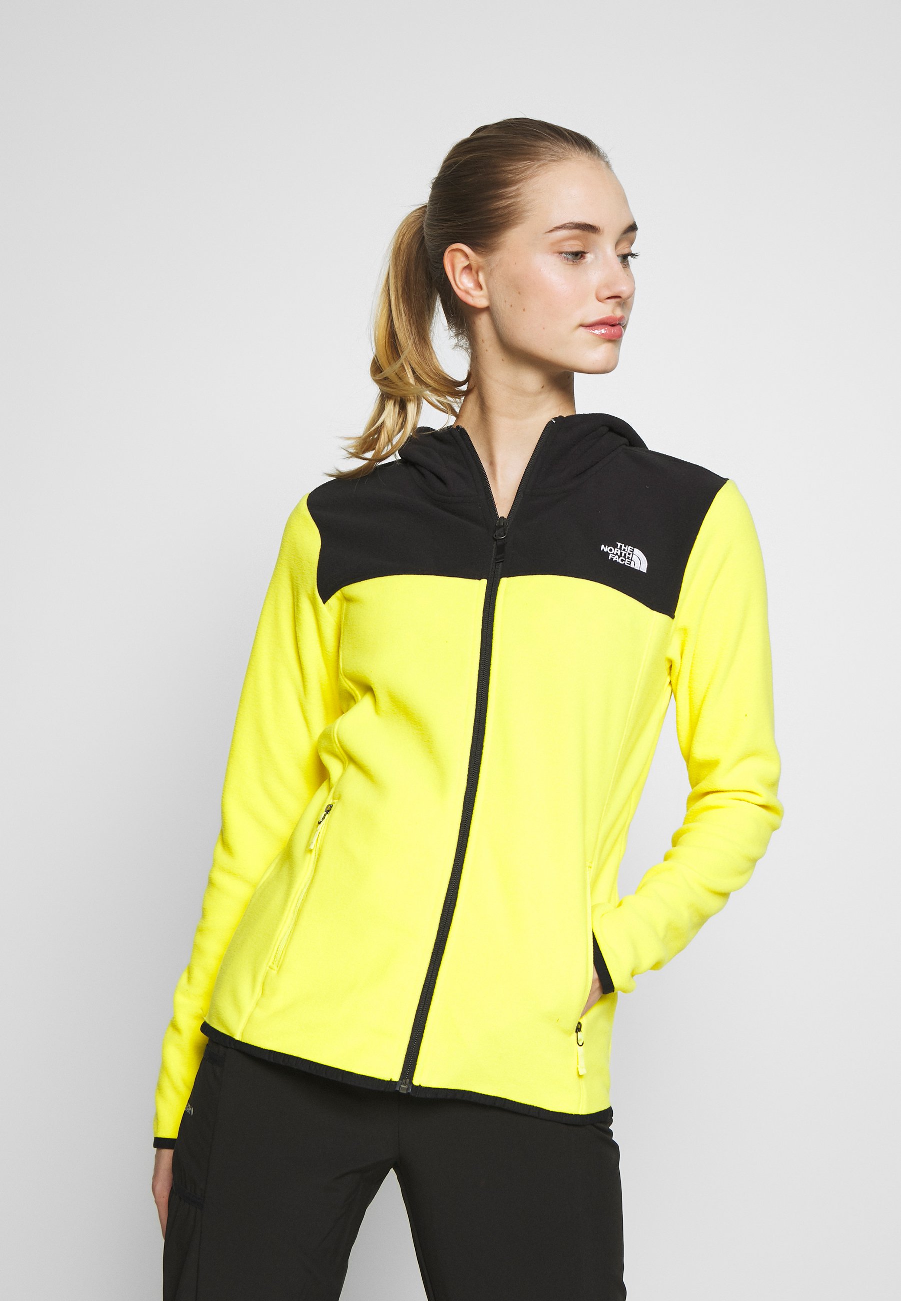 The North Face Womens Glacier Full Zip Hoodie Fleece Jacket Lemon Black Yellow Zalando Co Uk