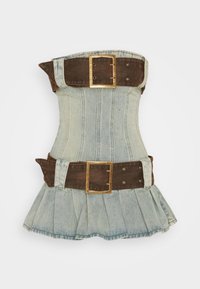 CORSET MINI KILT DRESS - Jeanskleid - light sand wash denim