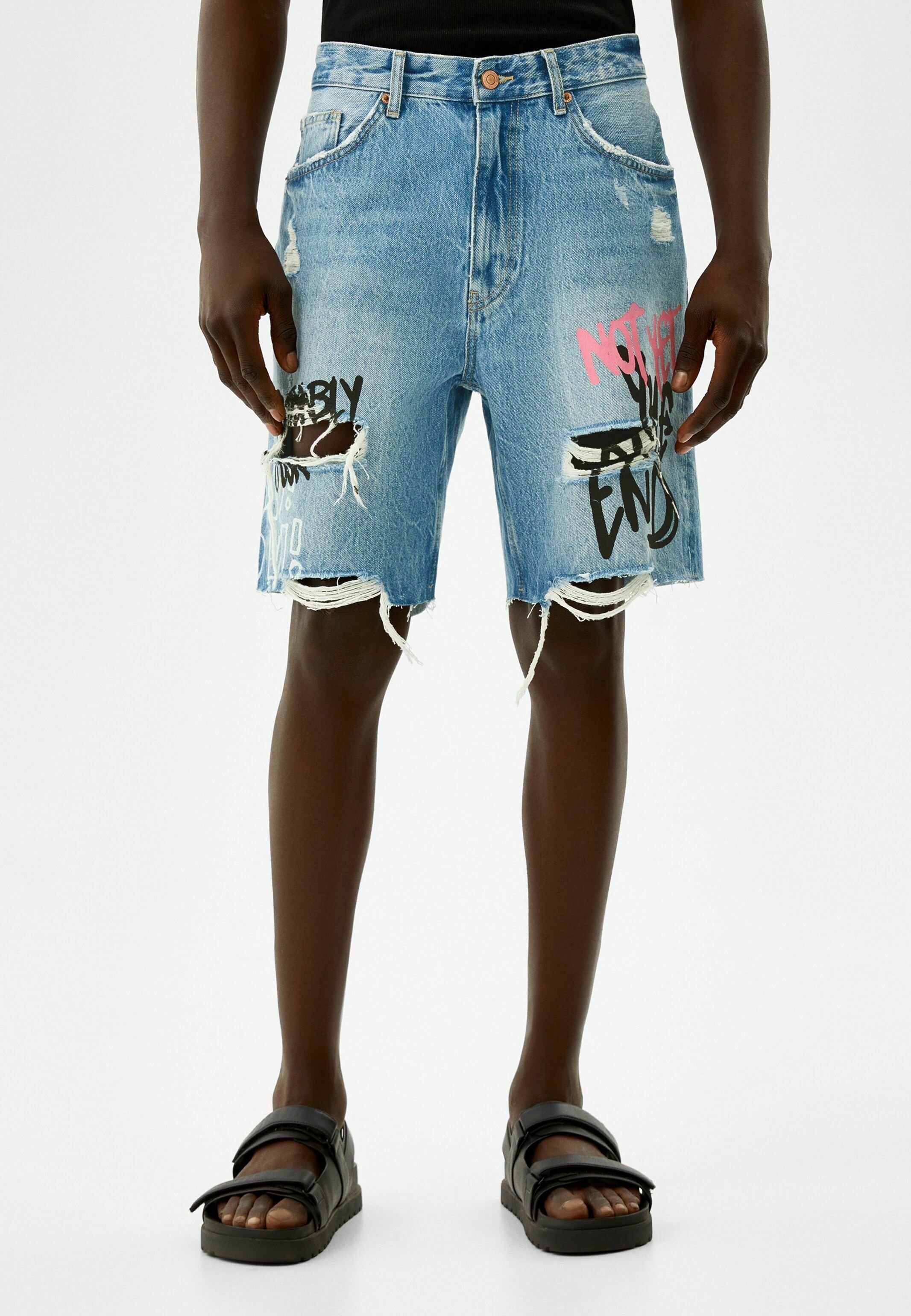 Bershka Shorts di jeans - light blue denim/carta da zucchero - Zalando.it