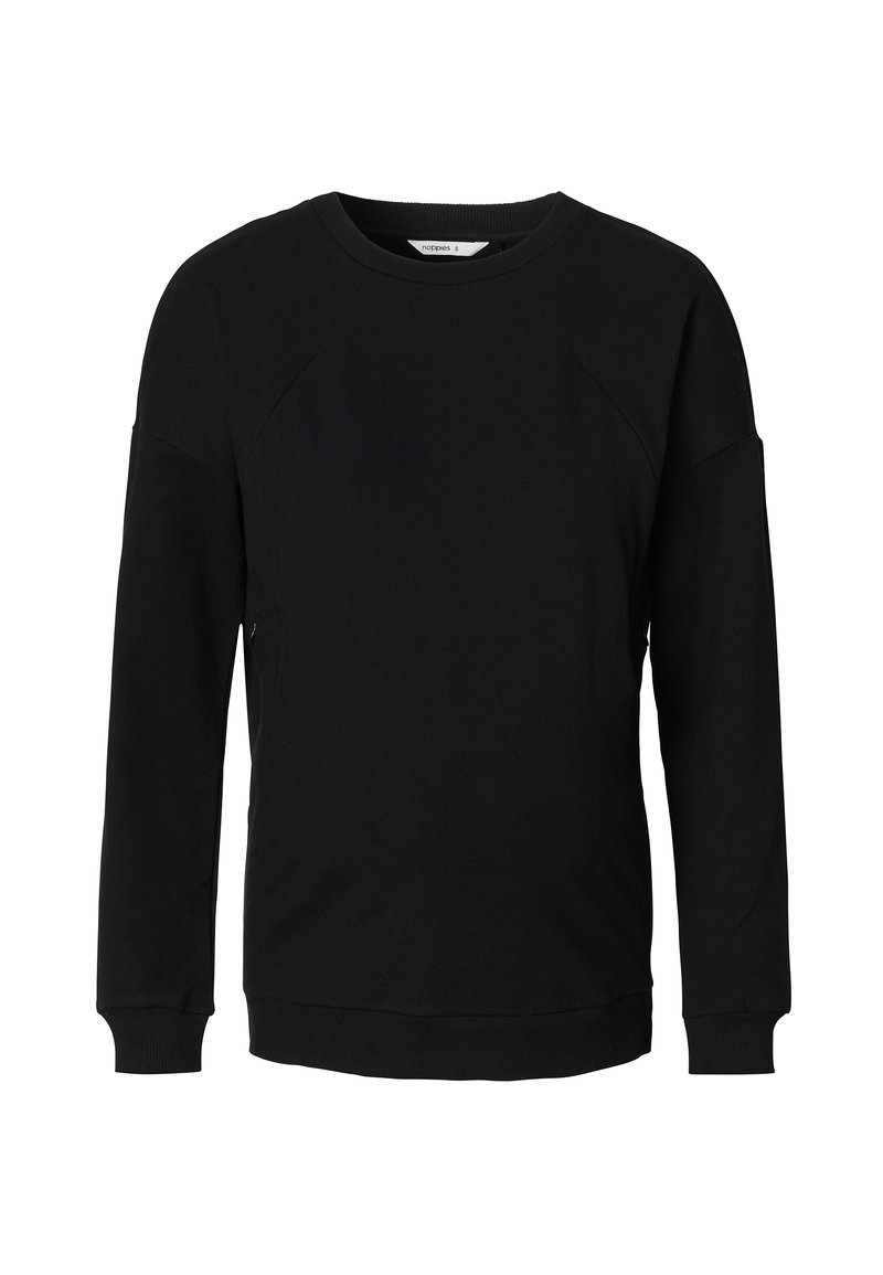 Schwarzer Sweatshirt aus weichem Material. Verfügt über einen Rundhalsausschnitt, lange Ärmel und gerippte Bündchen. Einfaches Design ohne sichtbare Logos oder Muster.