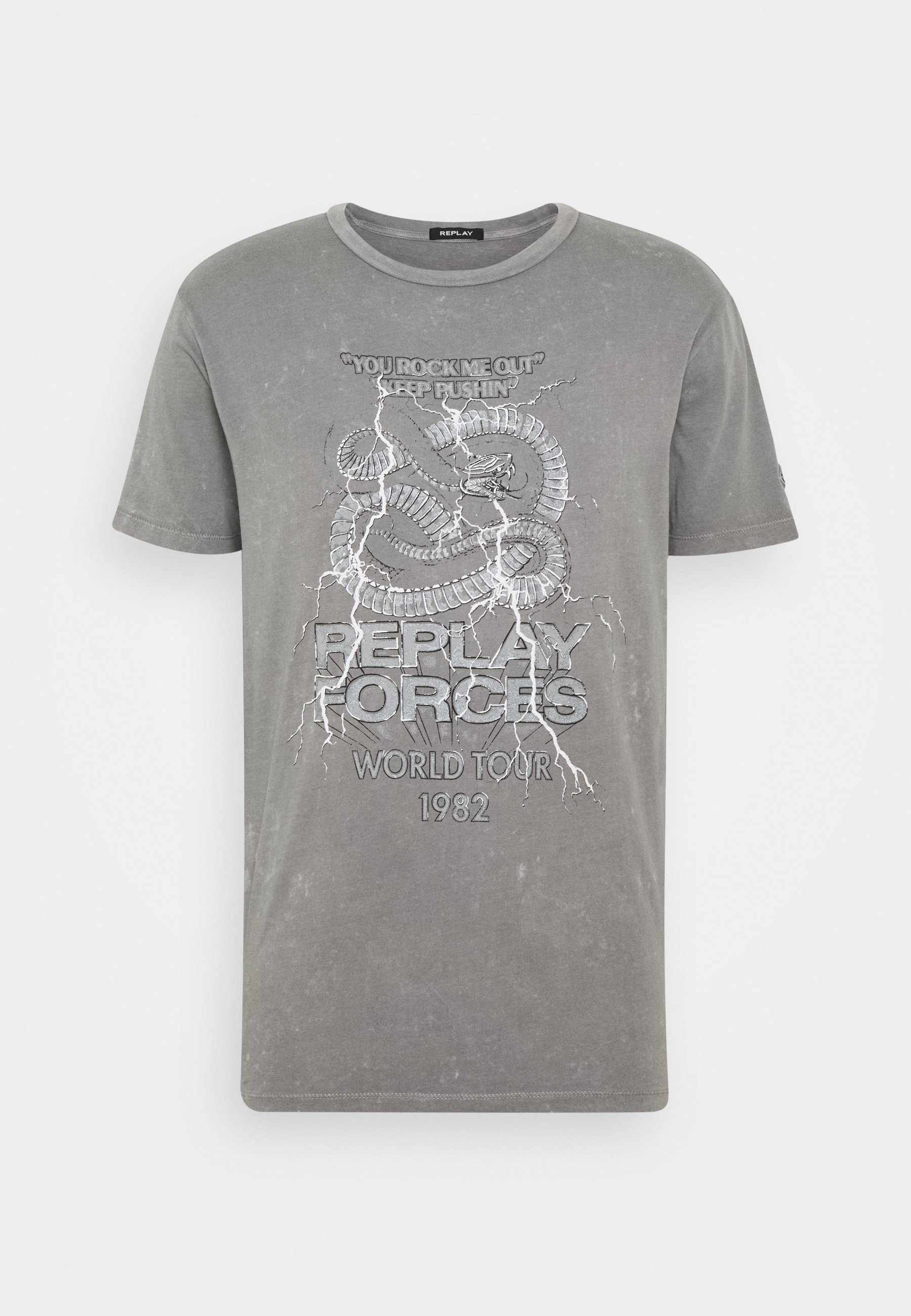 Replay Print T-shirt - light grey 