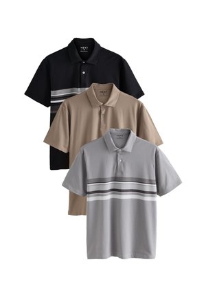 THREE PACK - Polokošeľa - black grey neutral block