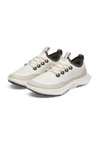 Leichte Sport-Schuhe mit einem strukturierten weißen Obermaterial, beigen Akzenten und einer gepolsterten Sohle. Mit elastischen Schnürsenkeln und einem gepolsterten Schaft.