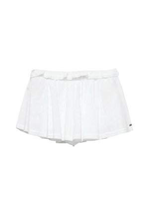 PULL&BEAR, WITH SWISS EMBROIDERY - MINI SKIRT - Jupe trapèze - white