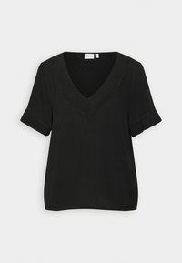 VIMESA DETAIL V NECK - T-Shirt print - Black