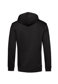 Felpa nera con una texture morbida, caratterizzata da un cappuccio con coulisse e maniche lunghe. Design semplice con polsini e orlo a coste.