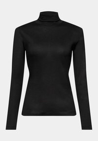 Svart lång ärmad polotröja i ett slätt tyg med en figurnära design och ribbad krage. Platta sömmar och inga synliga logotyper.