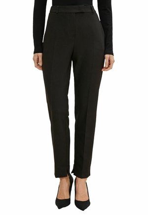 Černé klasické kalhoty s rovný fit, vyrobené z hladké tkaniny, s poutky na opasek a bočními rozparky na spodním lemu.