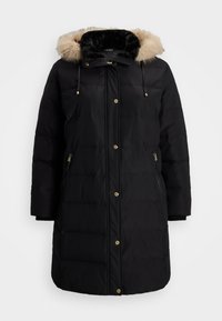 FAUX-FUR-TRIM HOODED DOWN COAT - Páperový kabát - black