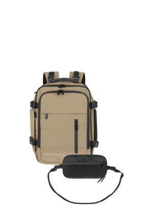 ERWEITERBARER -MIT REISEPASS BRUSTTASCHE SET - Tagesrucksack - beige