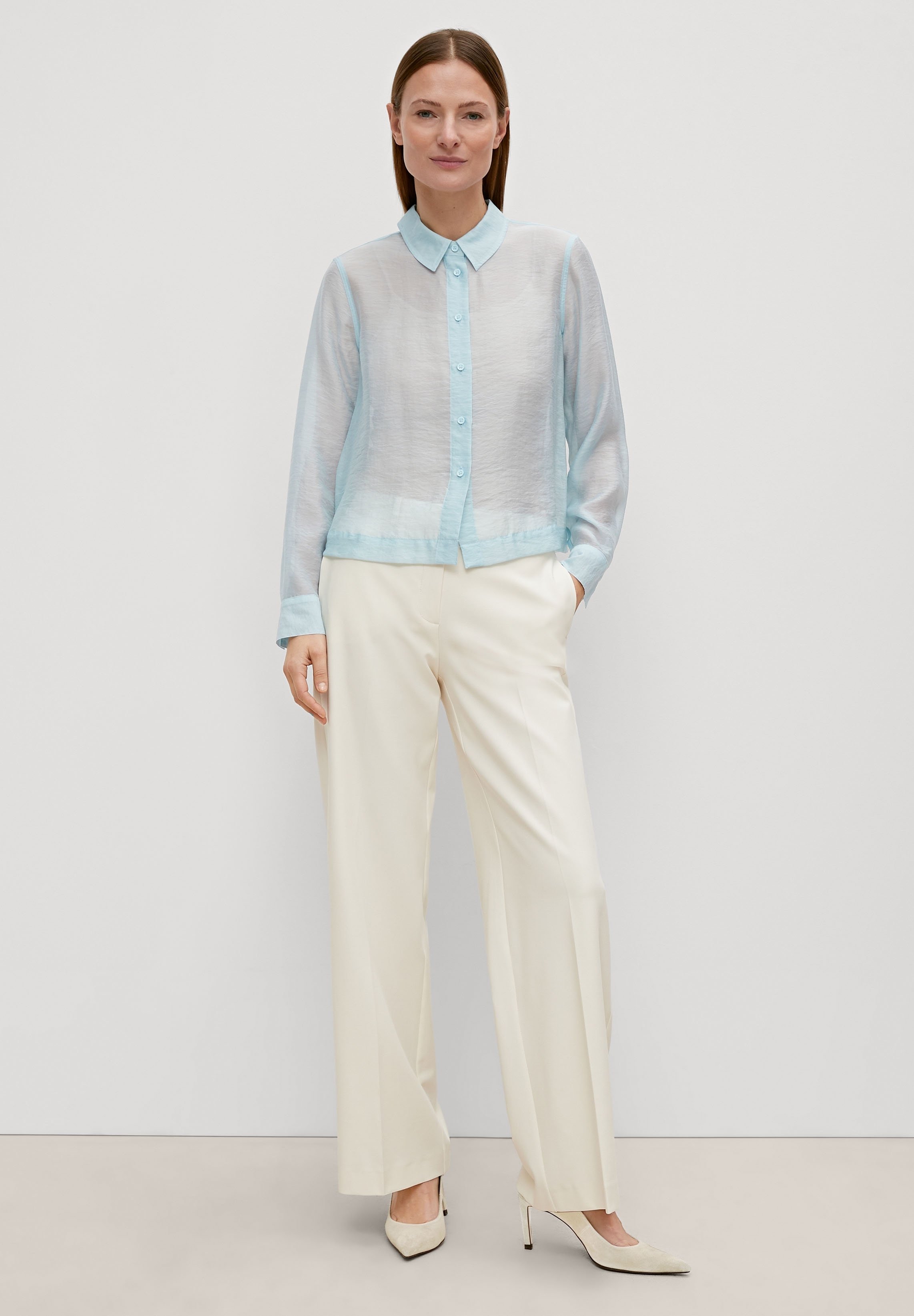 Camicia Donna Comma In Raso Con Arricciature - Poliestere Ed Elastan, Chiusura A Bottoni - Foto 4