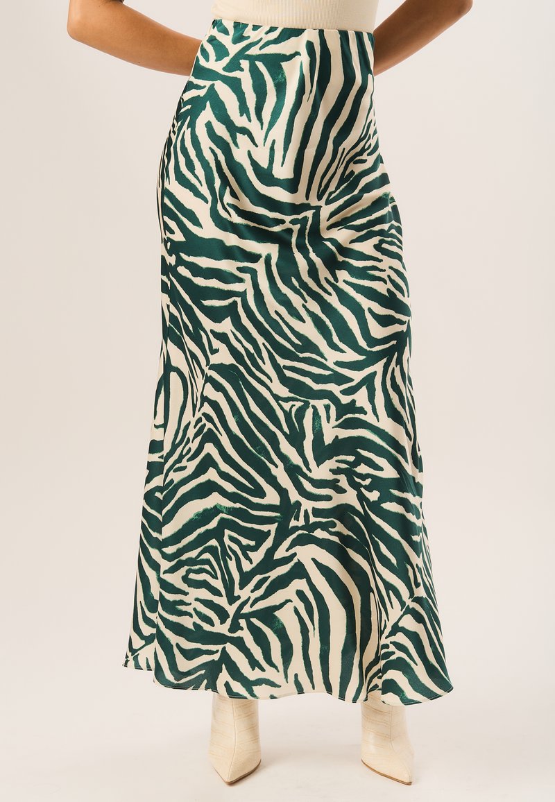 GINI LONDON ZEBRA BIAS - Maxi skirt - green