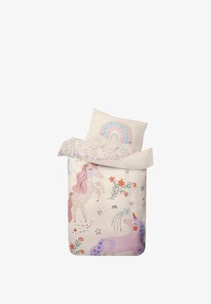 Next, REGULAR FIT - REVERSIBLE DUVET COVER AND PILLOWCASE SET UNISEX - Biancheria da letto - natural scandi unicorn