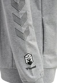 Felpa grigia con design a chevron a strisce diagonali sulla manica e logo nero sul polsino. Tessuto morbido con una vestibilità rilassata.
