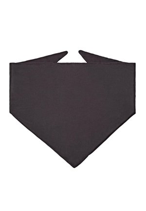 Bandana triangolare grigio scuro, con una texture liscia e opaca e estremità appuntite per la legatura. Design semplice, senza motivi o decorazioni.