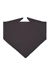 Ciemnoszara, trójkątna bandana, o gładkiej, matowej powierzchni i spiczastych końcach do wiązania. Prosty design, bez wzorów czy ozdób.
