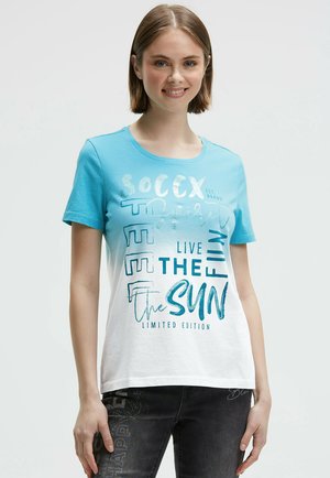 Soccx, RUNDHALS DIP DYE MIT GLITTER - T-Shirt print - ocean flash