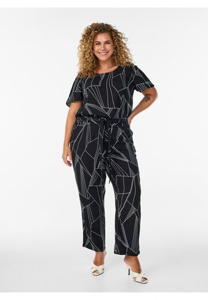 Zizzi MIT HOHEM BUND - Housut - black graphic