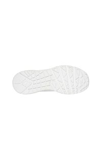 Weiße Sneaker-Sohle mit strukturiertem Grip-Muster, das konkave und konvexe Designs für Traktion aufweist, hergestellt aus strapazierfähigem Gummi-Material.