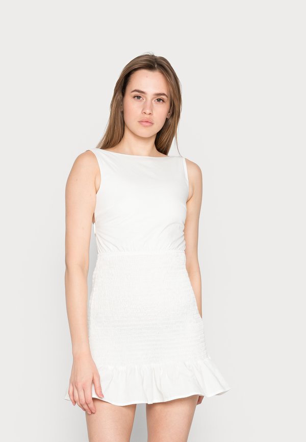 WIDE STRAP SLASH NECK MINI DRESS - Day dress