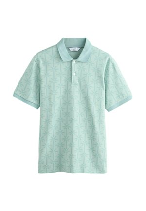 Svetlozelené polokošeľa s krátkymi rukávmi, s jemným vzorom paliem a dvoma gombíkmi na prednej lége.