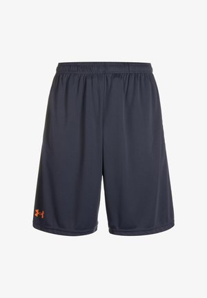 Pantaloni sportivi navy con cintura elastica, realizzati in un tessuto leggero. Presentano un logo arancione sull'orlo sinistro.