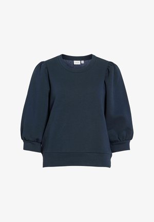Sudadera azul marino con mangas abullonadas hasta tres cuartos, puños y bajo acanalados, escote redondo y etiqueta de la marca VILA en el interior del cuello.