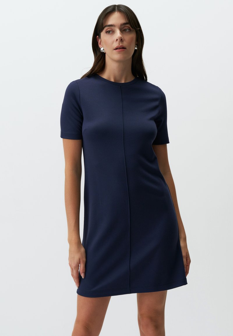 Jimmy Key SHORT SLEEVE CREW NECK BASIC MINI - Jerseykleid - dark blue