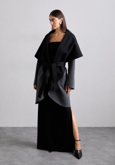 Norma Kamali SHAWL COLLAR COAT REVERSIBLE - Classic coat - dark heather grey/black
