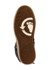 Soletta in gomma marrone con motivo testurizzato per una migliore aderenza e grafica circolare bianca con un'impronta. Presenta l'etichetta in materiale riciclato e "EasyWALK".