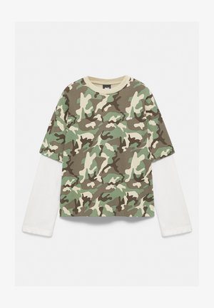 PULL&BEAR, DOUBLE SLEEVE WITH LOGO - T-SHIRT - T-shirt à manches longues - green
