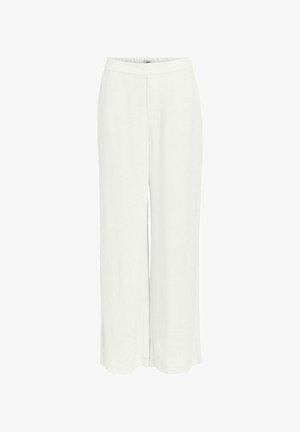 Pantalons blancs à jambes larges en tissu léger. Dotés d'une taille élastique et d'un design épuré, sans embellissements, pour un look minimaliste.