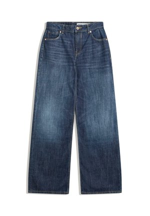 Wijdvallende jeans in donkerblauwe denim, met een vijf-pocket ontwerp, lichte stiksels en een knoopsluiting bij de tailleband.