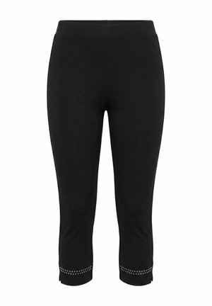 Angel of Style, CAPRI LEGGINGS, SLIM FIT, DECORATIVE STUDS ON THE HEM - Leggings - Hosen - black
