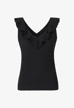 Ellos Collection, OBERTEIL MIT RÜSCHENAUSSCHNITT. - Blouse - black