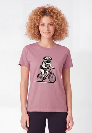 watapparel, MOPS AUF FAHRRAD - T-shirt print - lilac dream