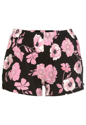Nachtwäsche Hose - rosa schwarz geblümt gemustert