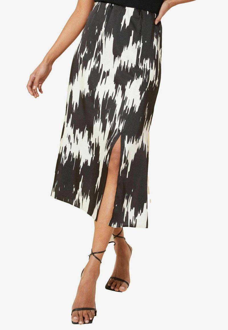 Friends Like These SPLIT FRONT MIDI-REGULAR FIT - A-linjainen hame - black white