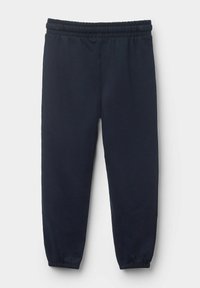 Námořnické modré tepláky vyrobené z měkké bavlny, se strečovým pasem a staženými manžetami na kotnících pro pohodlný fit.