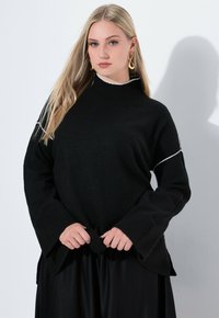 Ulla Popken SCHMUCKNÄHTE, STEHKRAGEN, LANGARM - Maglione - black