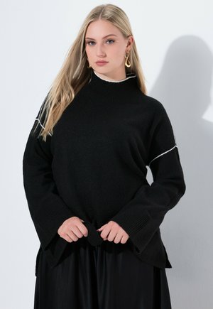 SCHMUCKNÄHTE, STEHKRAGEN, LANGARM - Maglione - black
