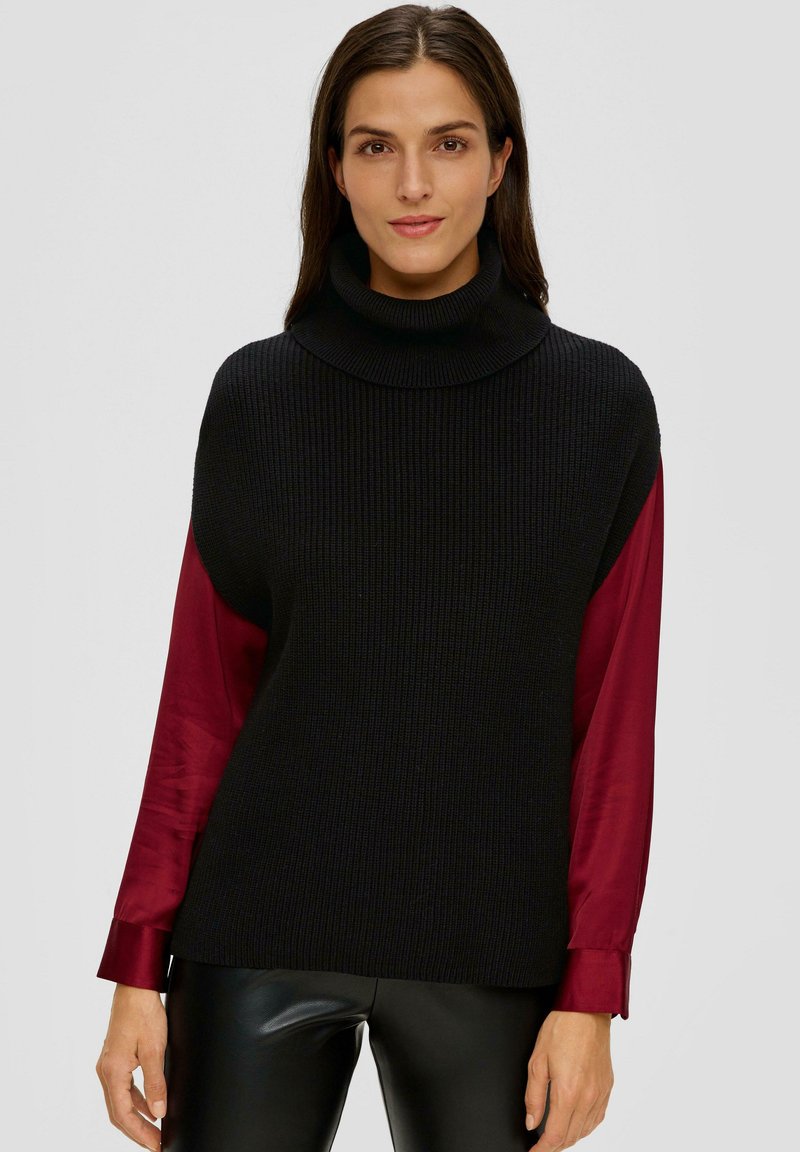 s.Oliver MIT ROLLKRAGEN - T-Shirt basic - schwarz