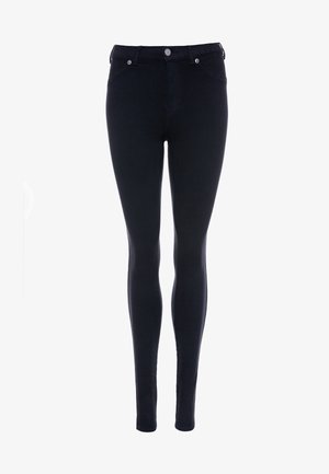 Černé skinny džíny z denimu s vysokým pasem, pěti kapsami a kovovým zapínáním pro dokonale padnoucí siluetu.