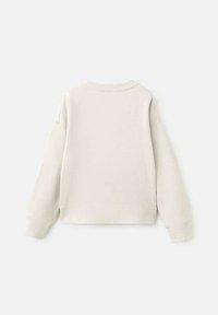 Lichtgrijze sweatshirt met lange mouwen, ronde hals en ribbelboorden. Gemaakt van zachte stof met een ontspannen, cropped pasvorm.