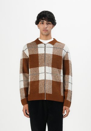 Strickjacke - brown/offwhite