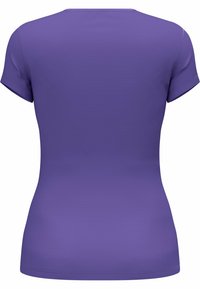 Purple short-sleeve t-shirt made of textured, breathable fabric. Features a rounded neckline and fitted silhouette.